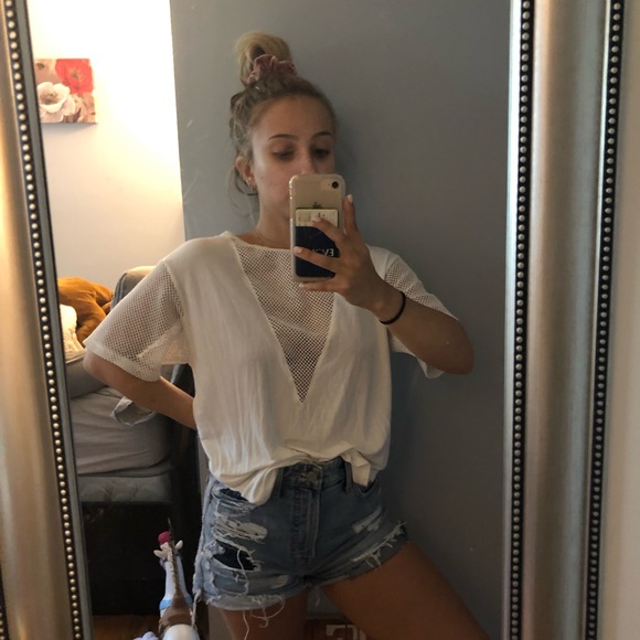 Tops - Mesh Insert Oversized Tee